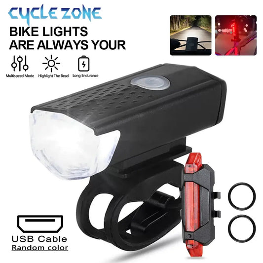 Bike Light Set Bicycle Headlight Taillight USB Rechargeable MTB Bike Front Rear Lamp Set Cycling Flashlight Bicycle Accessories Best Products Online