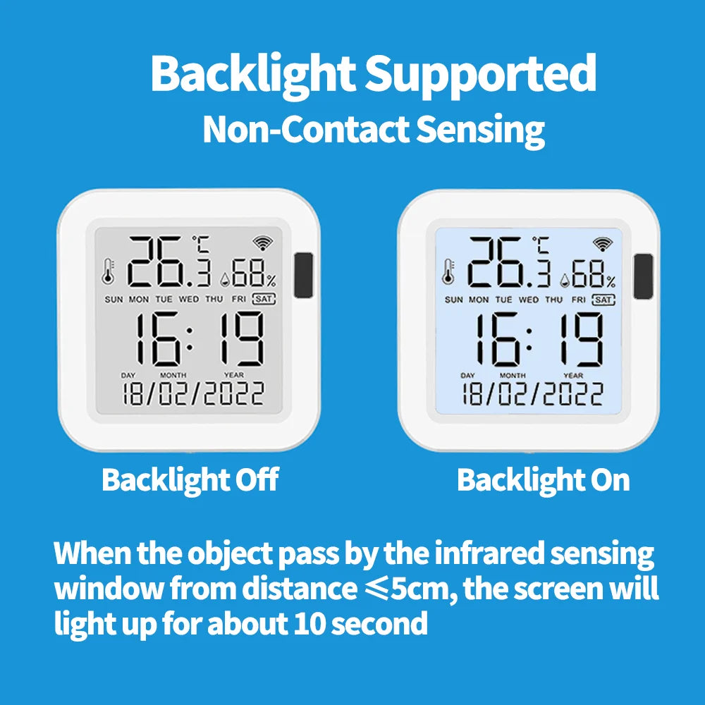 Tuya Temperature and Humidity Smart Sensor With Backlight for Smart