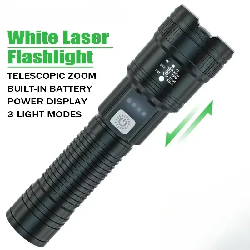High-power Led Flashlight USB Rechargeable Torch with Display Zoomable Light with Battery Camping Hiking Lantern Emergency Lamp
