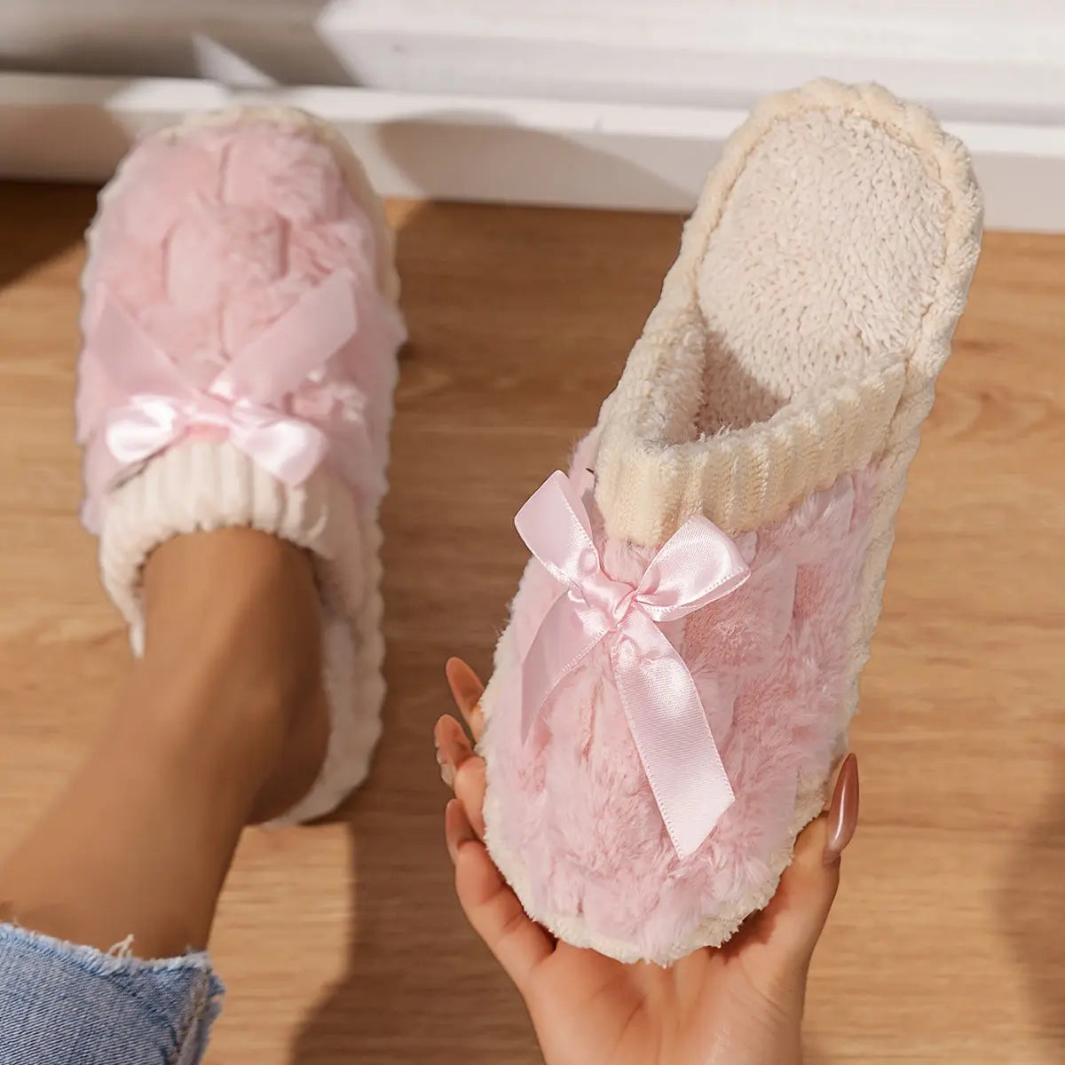 Women's Winter Plush Slippers - Soft Fabric Upper, Non-Slip PVC Sole, Solid Color, Hand Washable - Winter Home Comfort | Soft & Warm | Non-Slip Sole Best Products Online