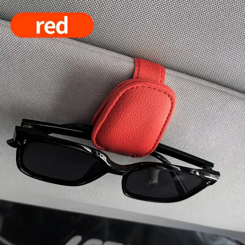 [1pcs Universal Sun Visor Glasses] 1pc Universal Car Sun Visor Glasses Clip, Pu Material, Auto Eyeglasses Holder, Vehicle Interior Accessories, Eyewear Storage Bracket Best Products Online