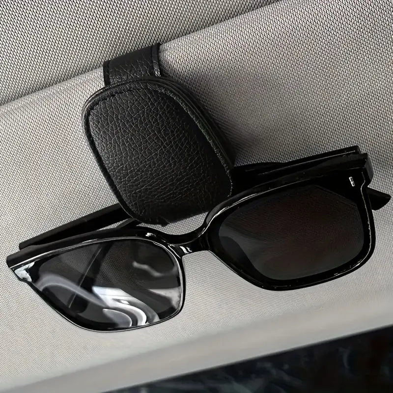 [1pcs Universal Sun Visor Glasses] 1pc Universal Car Sun Visor Glasses Clip, Pu Material, Auto Eyeglasses Holder, Vehicle Interior Accessories, Eyewear Storage Bracket Best Products Online