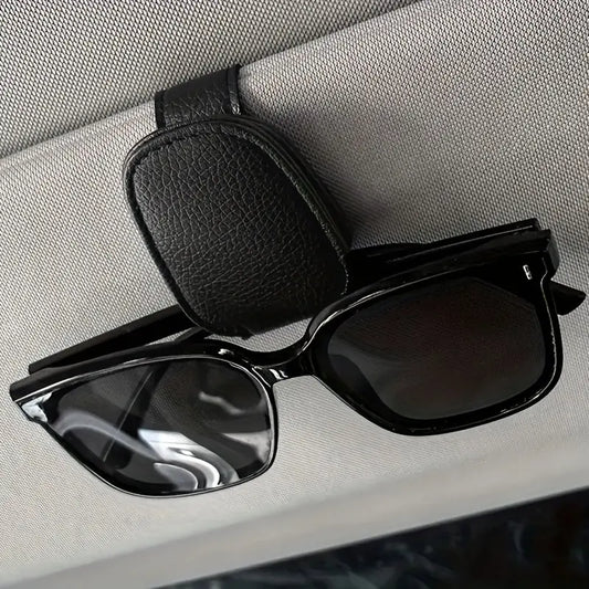 [1pcs Universal Sun Visor Glasses] 1pc Universal Car Sun Visor Glasses Clip, Pu Material, Auto Eyeglasses Holder, Vehicle Interior Accessories, Eyewear Storage Bracket Best Products Online