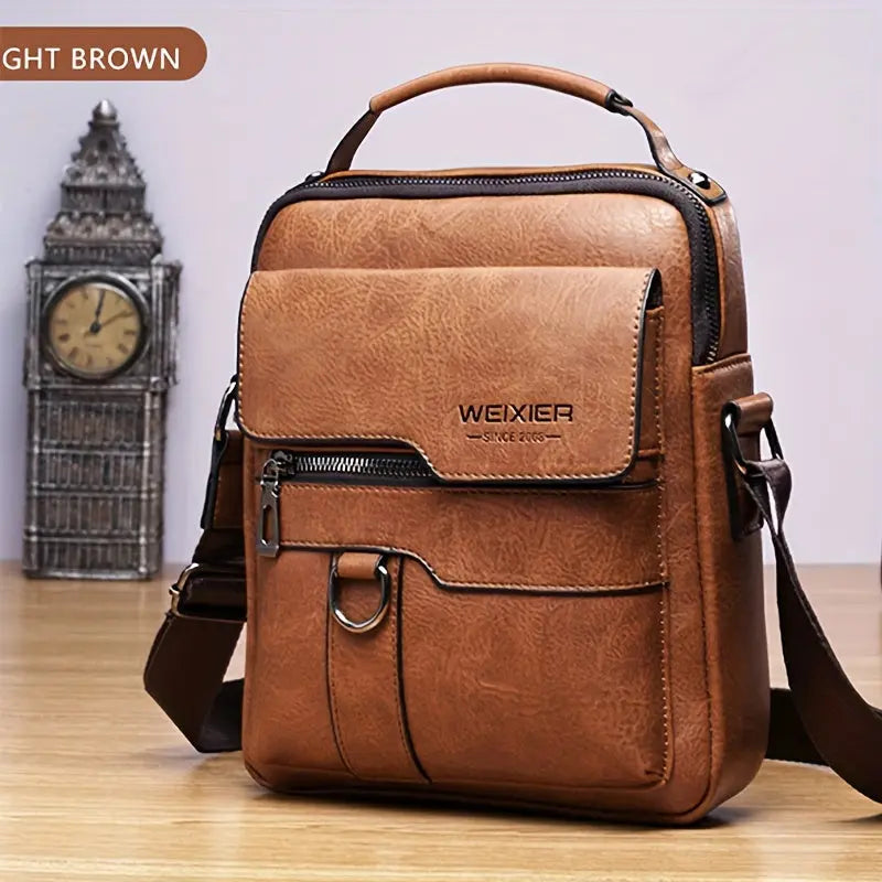 Men'S Vintage Crossbody Bag - Adjustable Strap, Multiple Compartments, Business Casual Shoulder Bag with "WEIXIER SINCE 2008" Branding, Black & Brown Options, Casual Crossbody | Vintage Crossbody | Adjustable Strap Bag Best Products Online