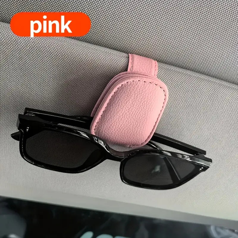 [1pcs Universal Sun Visor Glasses] 1pc Universal Car Sun Visor Glasses Clip, Pu Material, Auto Eyeglasses Holder, Vehicle Interior Accessories, Eyewear Storage Bracket Best Products Online