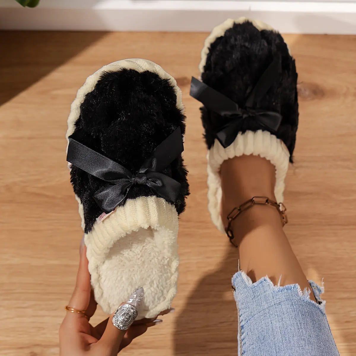 Women's Winter Plush Slippers - Soft Fabric Upper, Non-Slip PVC Sole, Solid Color, Hand Washable - Winter Home Comfort | Soft & Warm | Non-Slip Sole Best Products Online