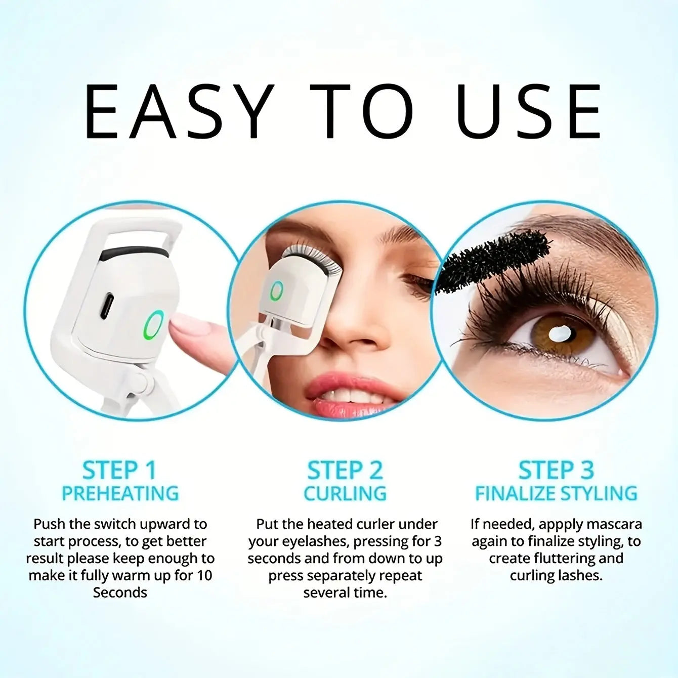 [Long-Lasting Curl] ABS Electric Eyelash Curler | Modern Beauty | Long-Lasting Curl | Home Use | Easy to Use Best Products Online