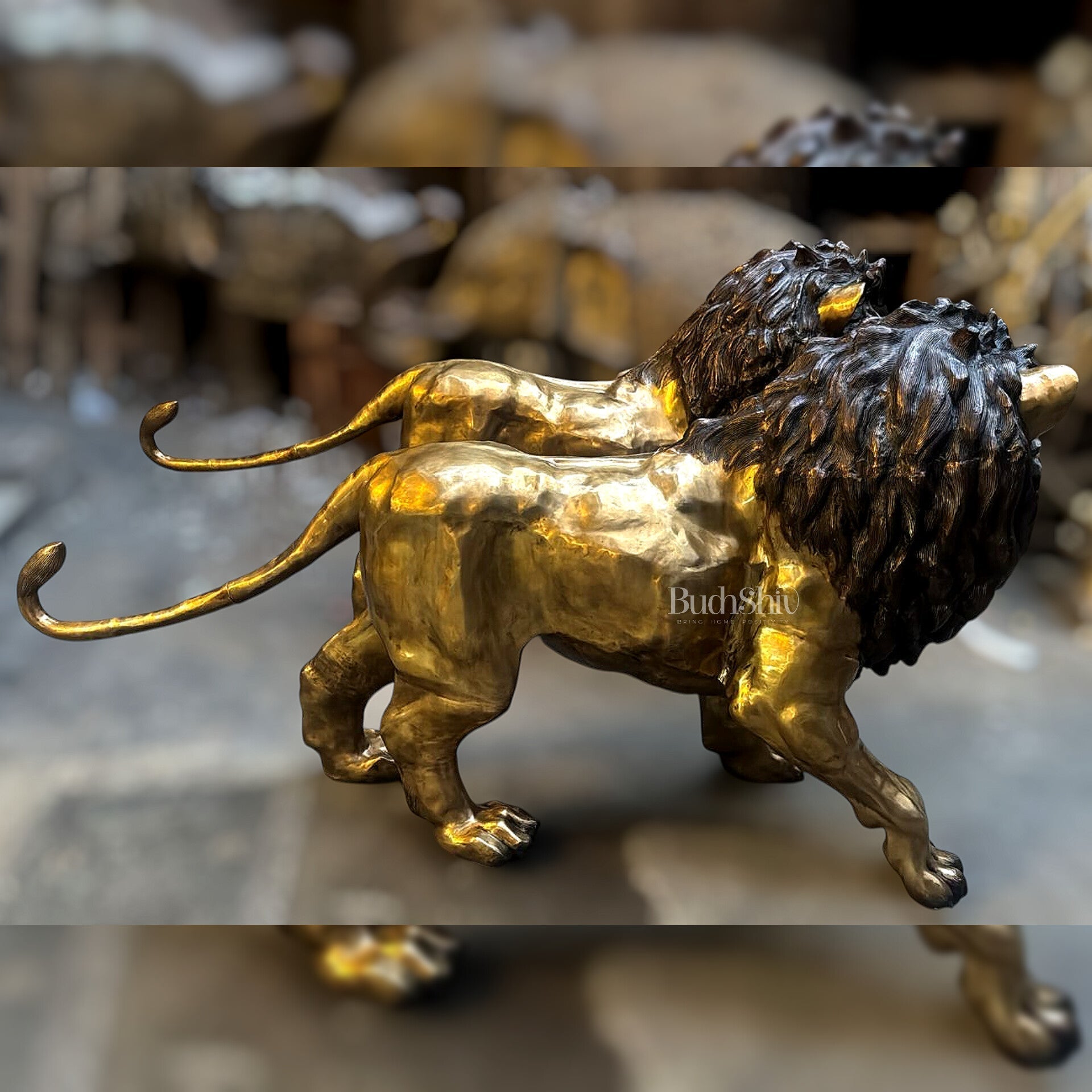 Brass Large Lion Sculpture - 48 Inch, Pair, 400 kg-2