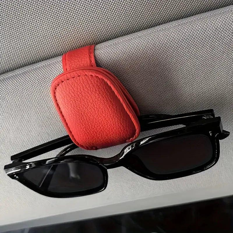 [1pcs Universal Sun Visor Glasses] 1pc Universal Car Sun Visor Glasses Clip, Pu Material, Auto Eyeglasses Holder, Vehicle Interior Accessories, Eyewear Storage Bracket Best Products Online