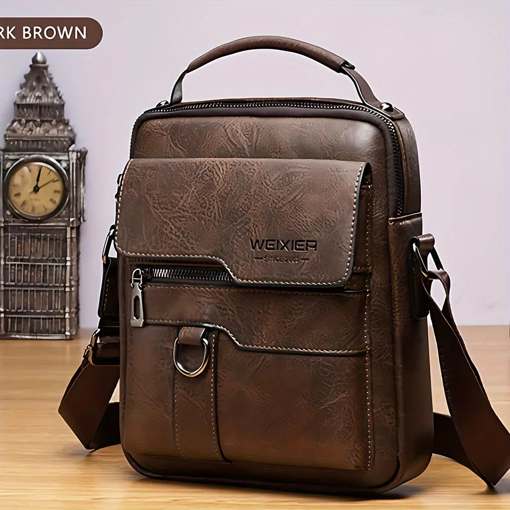 Men'S Vintage Crossbody Bag - Adjustable Strap, Multiple Compartments, Business Casual Shoulder Bag with "WEIXIER SINCE 2008" Branding, Black & Brown Options, Casual Crossbody | Vintage Crossbody | Adjustable Strap Bag Best Products Online
