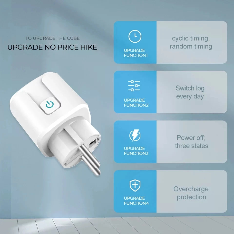 Tuya Smart Wifi Plug 20A Remote Control Smart Socket Outlet EU Power Monitor Timer Function Works with Alexa Google Home