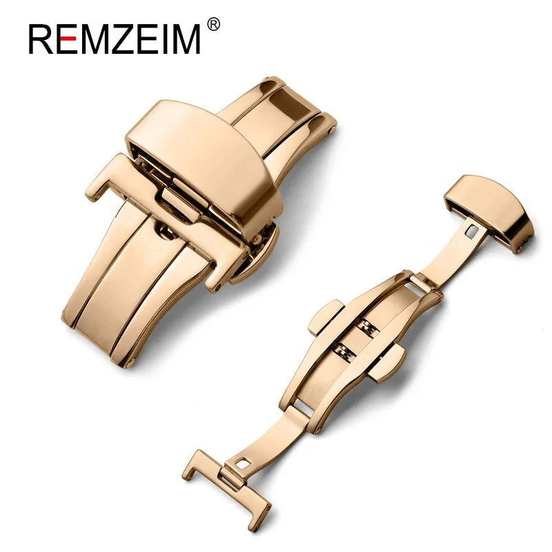 Stainless Steel Butterfly Buckle Watch Strap Button Watchband Metal Clasp 14mm 16mm 18mm 20mm 22mm