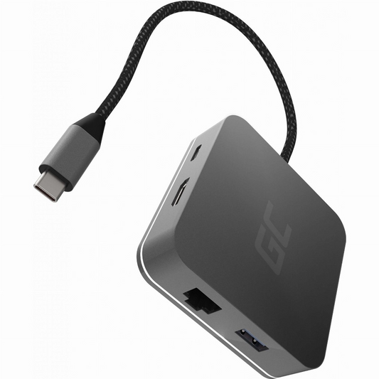 USB-C HUB 6v1 Green Cell HDMI USB-C USB-A Ethernet (AK61)-0