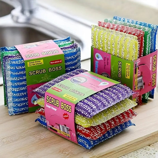 4pcs, Kitchen Dishwashing Sponge, Does Not Hurt Pot Brush Pot Artifact, Household Double-sided Cleaning Sponge Wipe, Scouring Pad, Kitchen Scrub Sponge, Cleaning Supplies, Cleaning Tool, Back To School Supplies Best Products Online