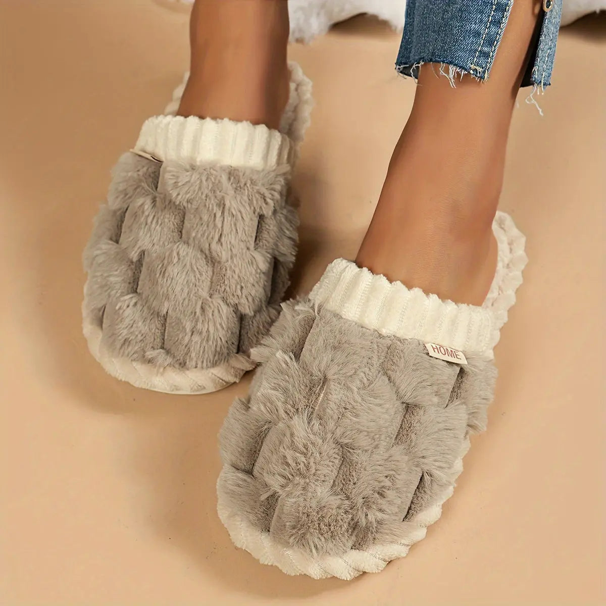 Women's Winter Plush Slippers - Soft Fabric Upper, Non-Slip PVC Sole, Solid Color, Hand Washable - Winter Home Comfort | Soft & Warm | Non-Slip Sole Best Products Online