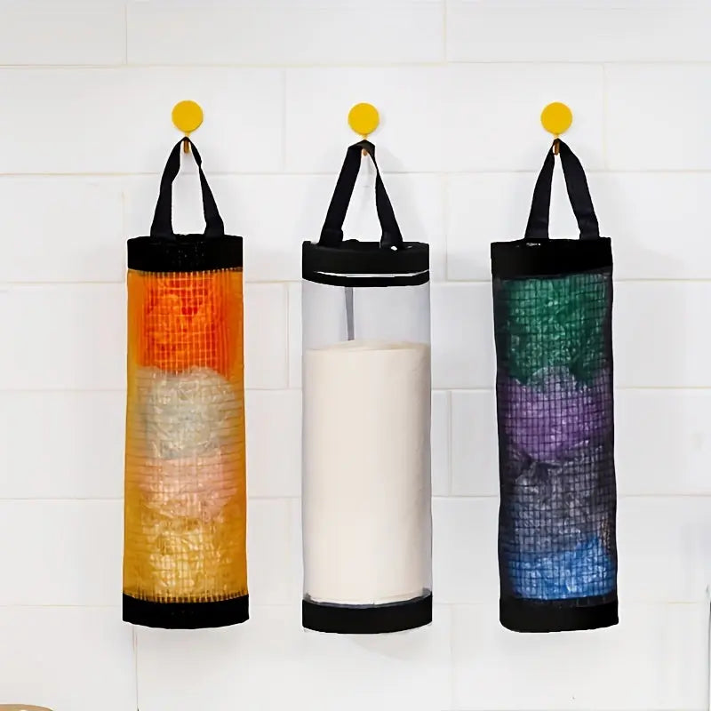 [Durable Trash Bag Organizer] Durable Plastic Under-Cabinet Kitchen Trash Bag Organizer | Open Storage Design, Secure Mounting, Space-Saving Garbage Bag Holder for Countertop Clutter Reduction, Sleek Storage Solution | Sturdy Best Products Online