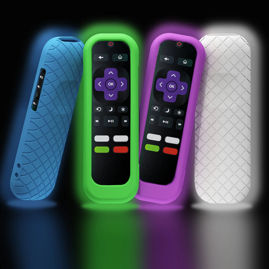 1pc Roku TV Remote Cover, Glow in the Dark Silicone Sleeve Case, Compatible with TCL Hisense Roku TV Steaming Stick 4K 4K+ Voice Remote, Universal Protective Battery Cover, 2022 Model, Uncharged, No Battery Included Best Products Online