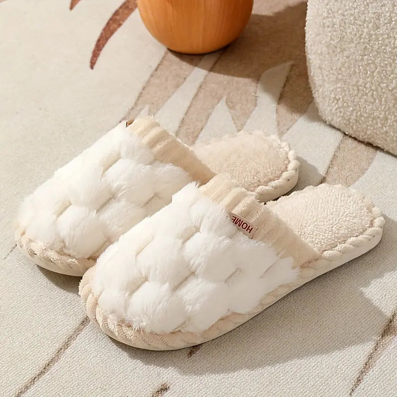 Women's Winter Plush Slippers - Soft Fabric Upper, Non-Slip PVC Sole, Solid Color, Hand Washable - Winter Home Comfort | Soft & Warm | Non-Slip Sole Best Products Online