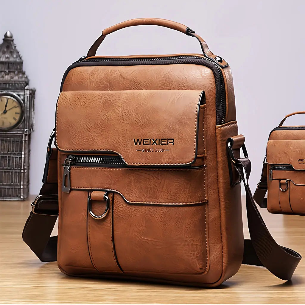 Men'S Vintage Crossbody Bag - Adjustable Strap, Multiple Compartments, Business Casual Shoulder Bag with "WEIXIER SINCE 2008" Branding, Black & Brown Options, Casual Crossbody | Vintage Crossbody | Adjustable Strap Bag Best Products Online