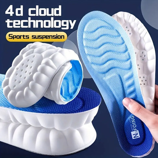 4D Sport Insoles Soft Breathable High-Elasticity Shock Absorption Running Shoe Pads for Men and Women - 4 Colors (Blue, Green, Yellow, White) with Hexagonal Patterns, Comfortable & Supportive Insole, Sports Insoles | Stylish Best Products Online