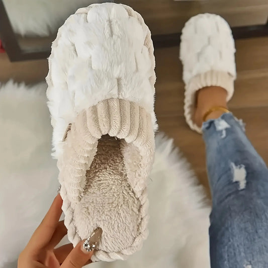 Women's Winter Plush Slippers - Soft Fabric Upper, Non-Slip PVC Sole, Solid Color, Hand Washable - Winter Home Comfort | Soft & Warm | Non-Slip Sole Best Products Online
